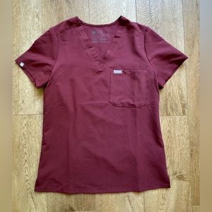 Figs Dark Cherry Catarina One Pocket Scrub Top